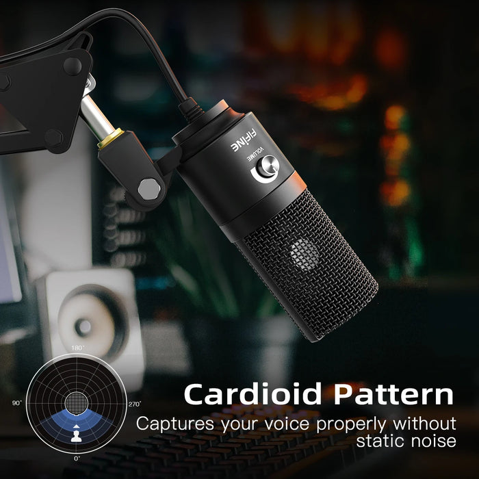 USB Condenser Microphone K669B — Metal Body, Cardioid, Gain Knob, USB Plug-and-Play