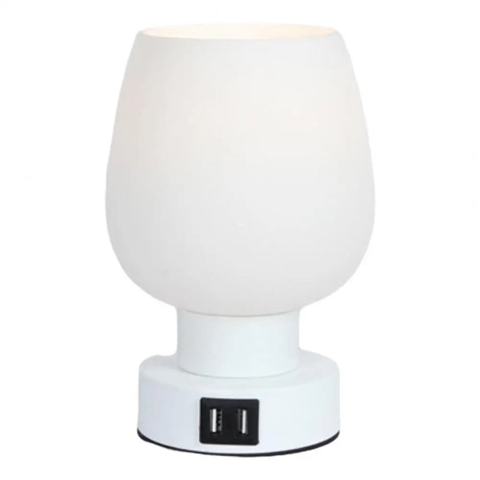 Modern Touch Control LED Desk Lamp - Dimmable, Flicker Free, White Glass Shade Night Light - Perfect for Easy Bedside Illumination