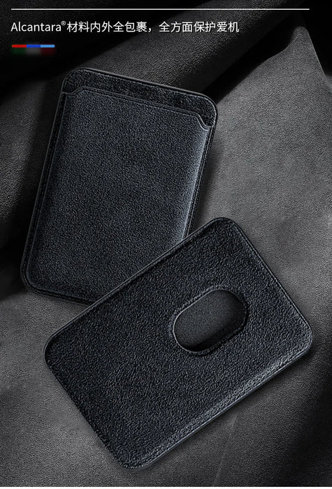 Real Italian Alcantara MagSafe Wallet Case for iPhone 12–16 (Built-in Card Holder)