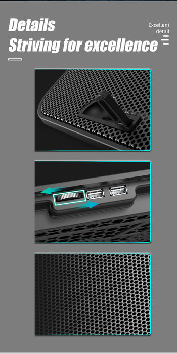A9 RGB 6-Fan Laptop Cooler - Fits 13-18 inch Laptops, Metal Mesh Stand, 2 USB