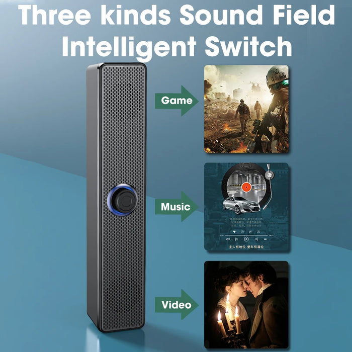Portable Soundbar Speaker — Bluetooth 5.3 & Wired AUX, USB-powered, 2.0 Stereo