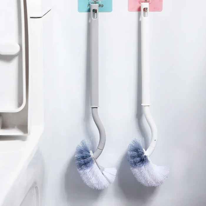 S‑Shaped Wall‑Mounted Toilet Brush, Long Handle, Soft PP Bristles, 39×11cm