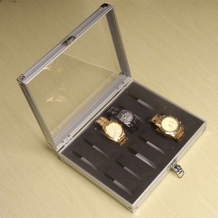 Aluminium-Frame Watch Storage Box — 6 / 12 / 24 Slot Display Case