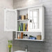 Double‑Door Wall‑Mounted Mirror Cabinet with Open Shelves, 56 x 13 x 58cm, White