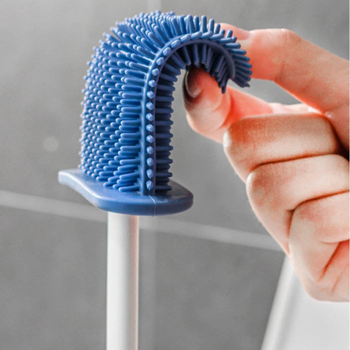 Silicone Soft‑Bristle Wall‑Mounted Toilet Brush with ABS Handle