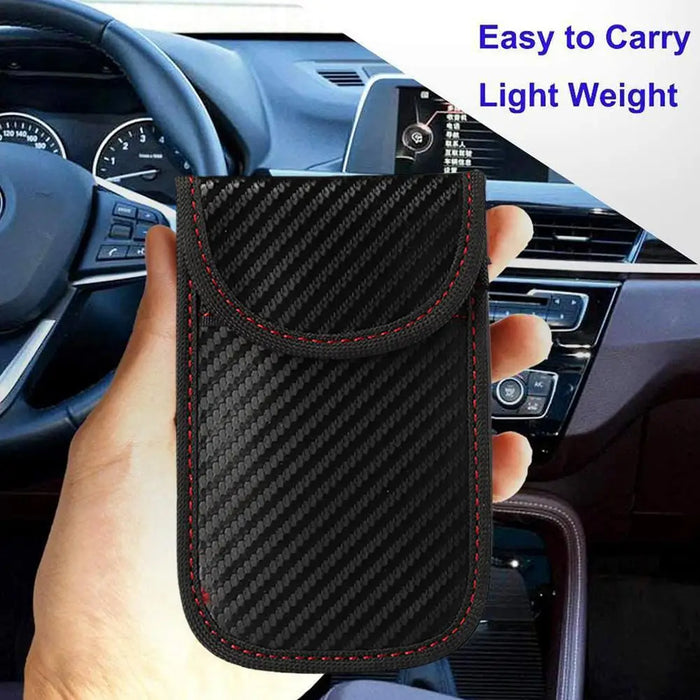 Car Key Signal Blocker Pouch — Faraday RFID Blocking Fob Case (Black)