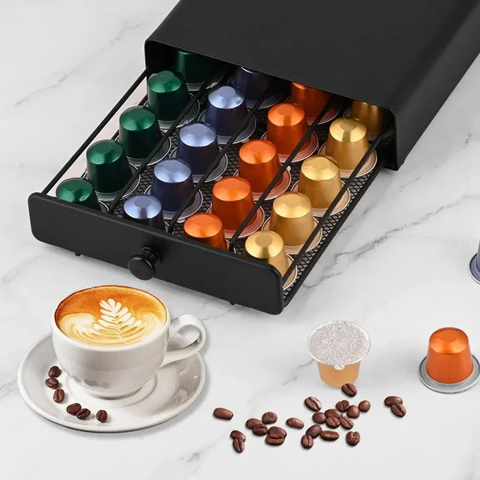 40‑Pod Nespresso Drawer Organiser – Coffee Capsule Storage Rack (Black)