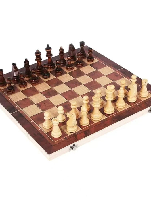 3-in-1 Travel Board Game Set – Chess, Checkers & Backgammon with Dice