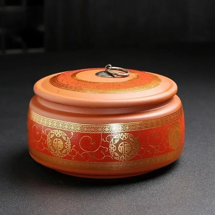 Purple Clay Ceramic Tea Caddy – 18 x 10 cm Sealed Coffee & Candy Canister