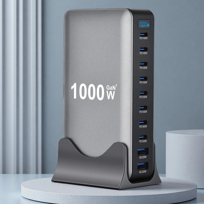 1000W GaN 10‑Port USB‑C Charger Station — PD3.1 PPS Fast Charging