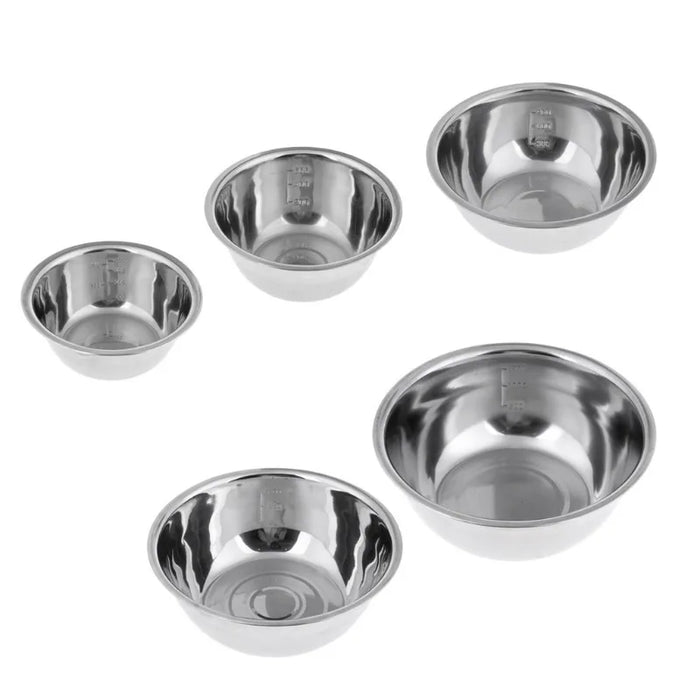 5-piece Stainless Steel Nesting Mixing Bowls (14–24cm) – Non-slip, Lightweight