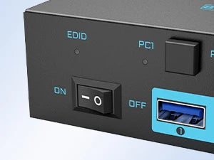 8K / 4K HDMI KVM Switch 4‑Port USB 3.0 — 4‑in‑1 Out with EDID Emulator & Wired Remote