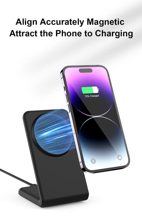 MagSafe Magnetic Wireless Charger Dock Stand — 15W Fast Charge for iPhone 12–16 (Mini/Pro/Max/Plus)