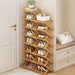 Bamboo Foldable Shoe Rack — Narrow Freestanding Shelf, 4/5/6-Tier for Hallway & Bedroom