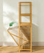 Adjustable Bamboo Laundry Hamper & Bathroom Rack with Pull-Out Shelves