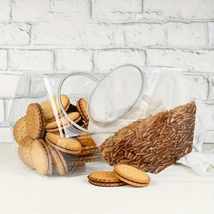 Clear Hexagonal Candy & Cookie Jar with Lid — Reusable Plastic Countertop Organiser