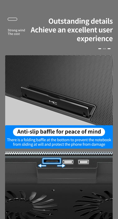 Q100 Laptop Cooling Pad — Twin Fans, LED Screen & Dual USB Ports