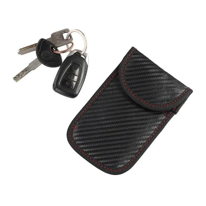 Car Key Signal Blocker Pouch — Faraday RFID Blocking Fob Case (Black)