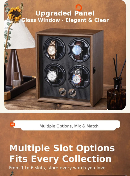 Wooden USB Watch Winder for Automatic Watches — Silent Mabuchi Motor