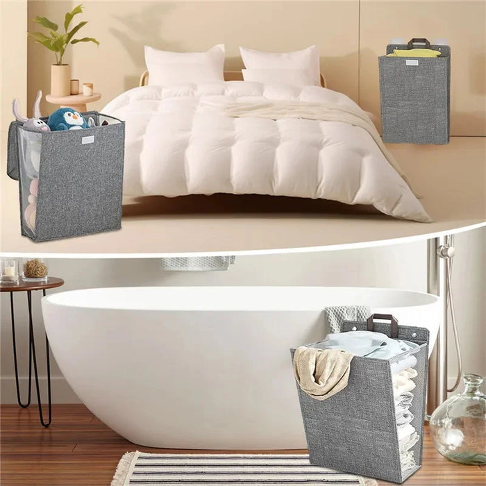 Foldable Adhesive Wall Laundry Hamper – Punch-Free Mesh Basket