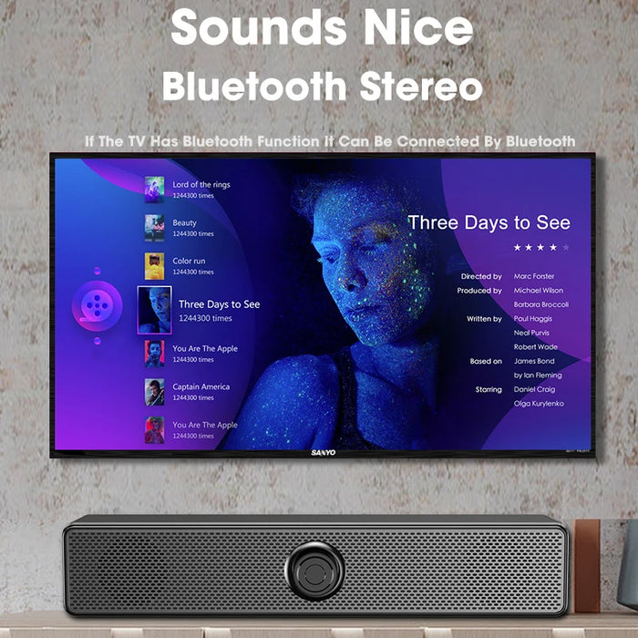 Portable Soundbar Speaker — Bluetooth 5.3 & Wired AUX, USB-powered, 2.0 Stereo