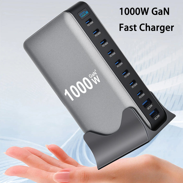 1000W GaN 10‑Port PD3.1 Fast Charging Station — Up to 140W USB‑C (for iPhone, Samsung, Xiaomi, Huawei)