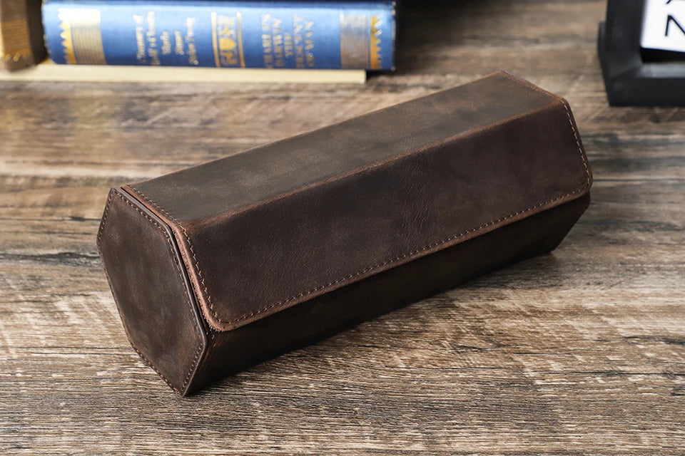 Vintage Genuine Leather Watch Roll Travel Case — 1/2/3/4/6/8 Slot Organiser