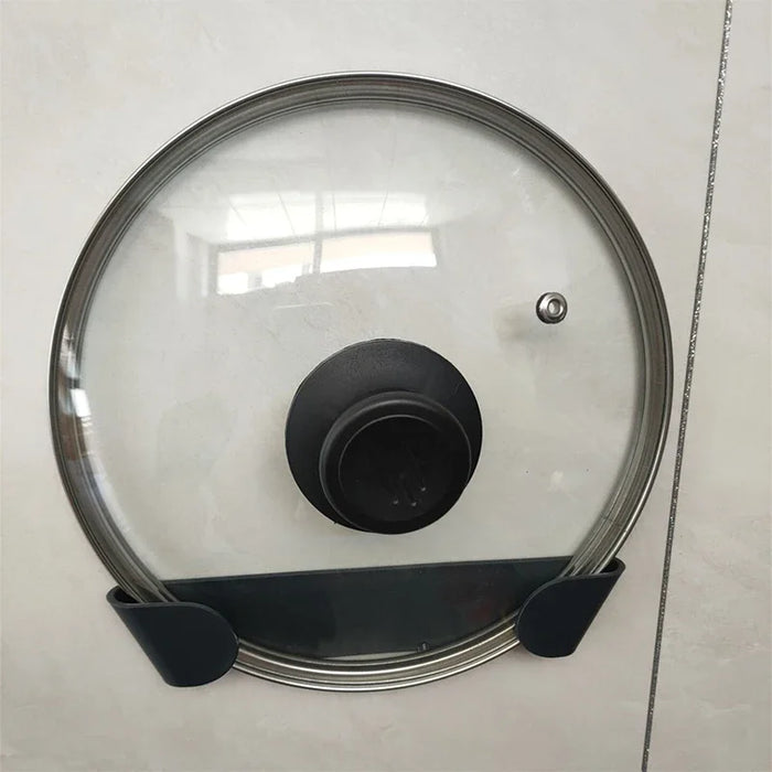 Self‑Adhesive Wall‑Mounted Pot Lid Rack – Black (1/2/4 pcs)