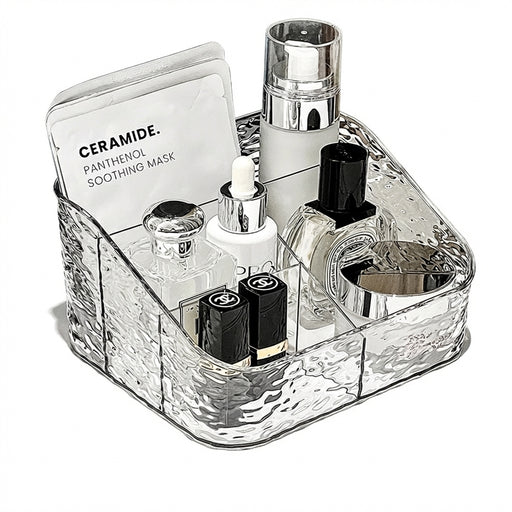 Clear Cosmetic Storage Box – Vanity Makeup & Skincare Organiser (3 / 4 / 5 Grid)