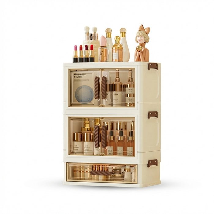 Foldable Transparent Drawer Cosmetic Organiser — Dustproof Multi‑Layer Makeup Storage