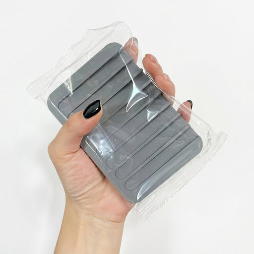 Single-Pack Silicone Self-Draining Soap Dish – Non-Slip Countertop Holder, 11.5×8×1 cm