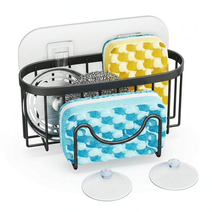 Multifunctional M‑Shaped Sponge Holder — Kitchen Sink Caddy Organizer, Rustproof Iron Sponge Caddy