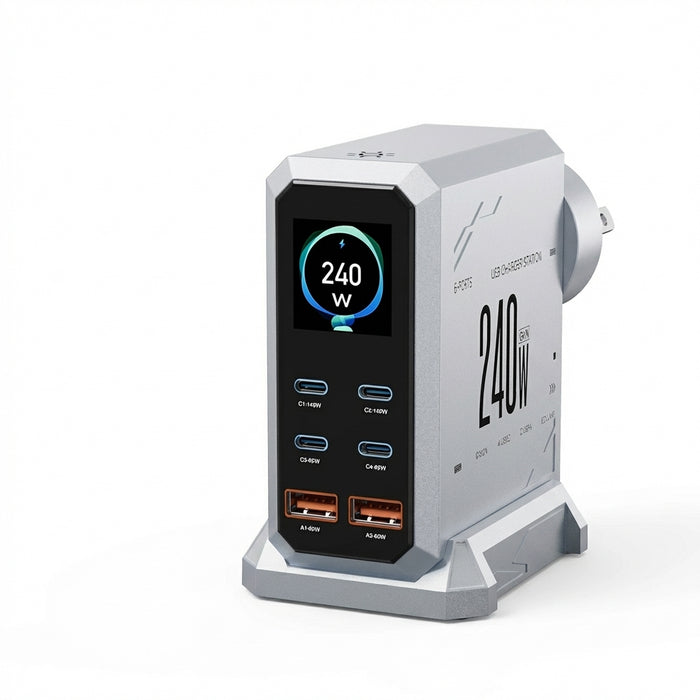 240W GaN Desktop Charger — 6‑Port (4×USB‑C, 2×USB‑A), 140W PD3.1 & PPS