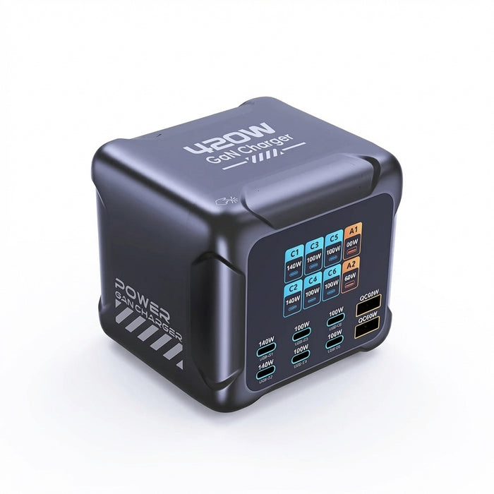 420W GaN PD3.1 PPS Fast Charging Station with Digital Display — up to 140W USB‑C