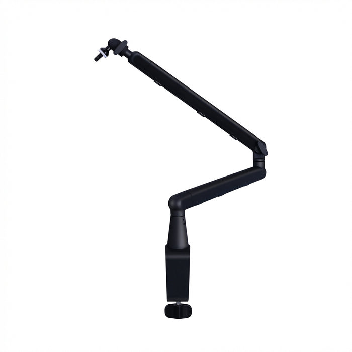Heavy-Duty Microphone Desk Arm Stand Kit — Adjustable Boom, Pop Filter & Windscreen (Black)