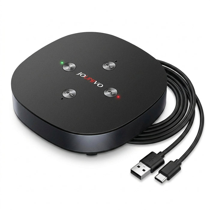 USB Conference Speakerphone — 360° Omnidirectional Condenser Mic with Mute & Volume