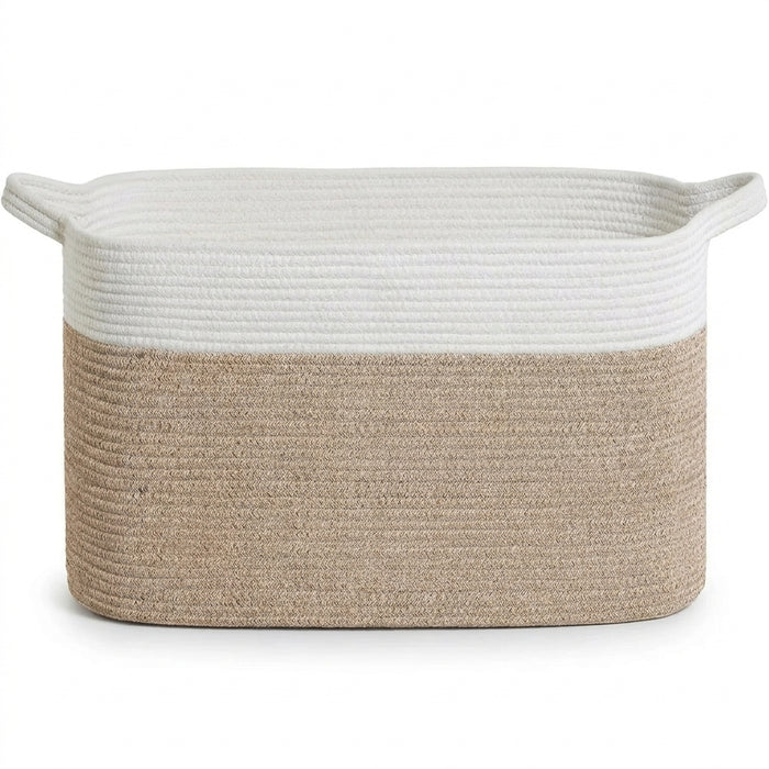 Large Cotton Rope Storage Basket – Foldable Laundry & Blanket Bin (55×38×30cm)