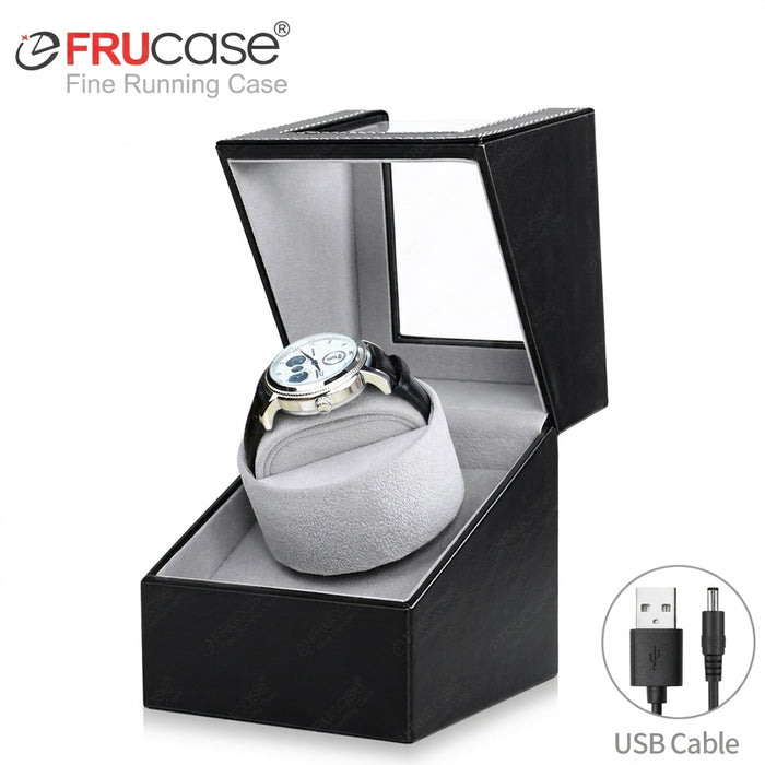 PU Watch Winder for Automatic Watches — 1 or 2 Watch Options, Two Rotation Modes