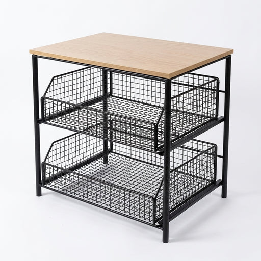 Space-saving Kitchen Countertop Storage Rack with Drawers & Metal Baskets