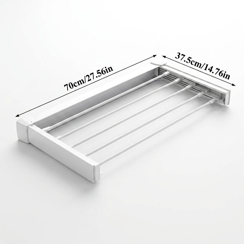 Folding Telescopic Wall-Mounted Towel & Clothes Rack — PVC, Extendable (White/Silver)