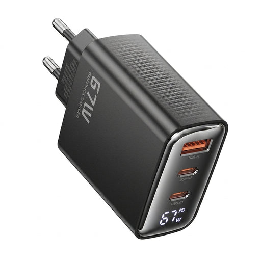 GaN USB‑C Fast Charger 33W / 40W / 67W (PD & QC) — Digital Display on 33W & 67W, EU & KR Plug