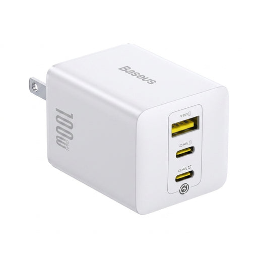Baseus 100W GaN 3‑Port Fast Charger — 2x USB‑C + USB‑A, PD/QC/PPS