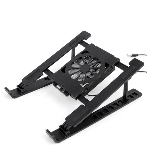 Foldable Laptop Cooling Stand with Single Fan - Portable Elevated Notebook Holder