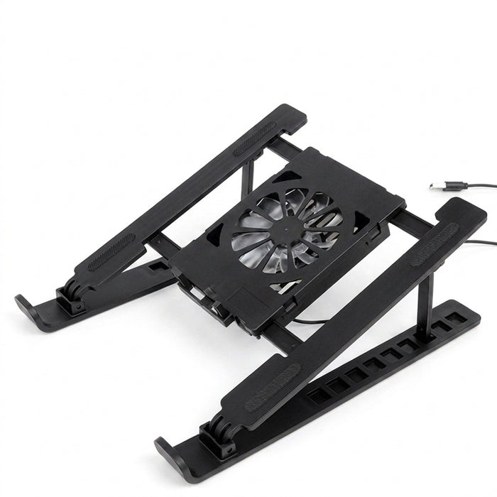 Foldable Laptop Cooling Stand with Single Fan - Portable Elevated Notebook Holder
