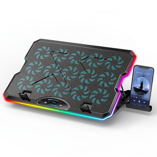 Laptop Cooler F15 with RGB, 15 Fans & USB‑C — Fits 12–17.3-inch