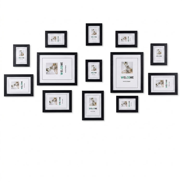 13-piece Wooden Picture Frame Set for Wall — Mixed Sizes for Photos