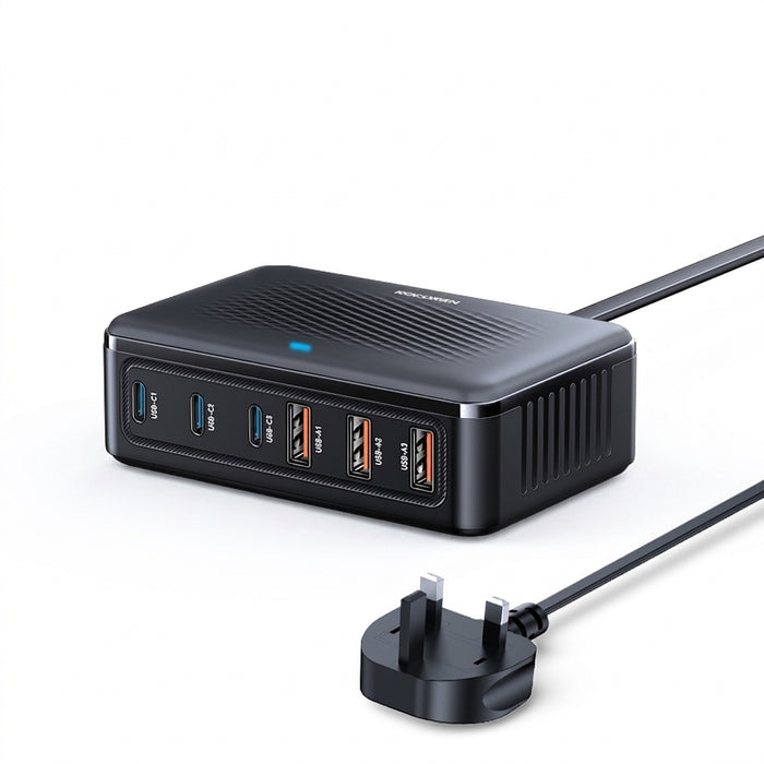 Rocoren 100W GaN 6‑Port Desktop USB Charger – 3x USB‑C & 3x USB‑A