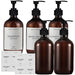 Set of 5 Amber 500ml Refillable Pump Bottles – Empty Dispensers for Shampoo, Conditioner, Hand & Dish Soap