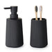 2-Piece Bathroom Set – Soap Dispenser & Toothbrush Holder, Striped Black