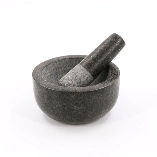 Premium Solid Granite Mortar & Pestle 16cm — Non‑Slip Stone Grinder